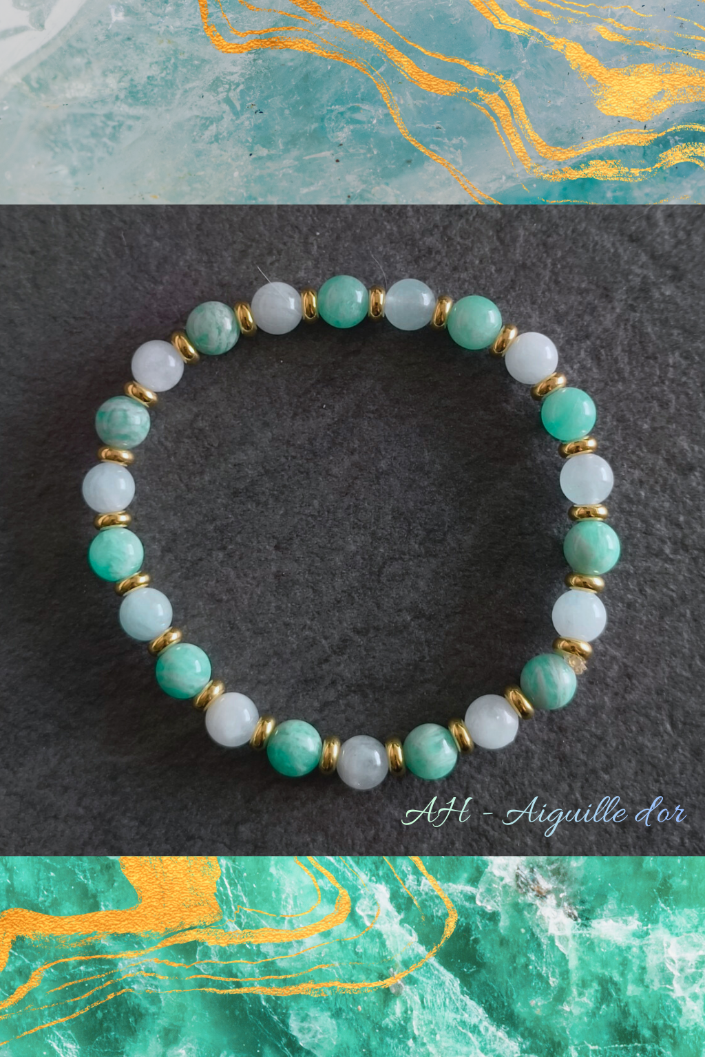 Bracelet Aigue - marine x  Amazonite - ÉDITION PRESTIGE